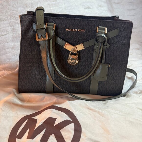 Michael Kors Olive Green and Brown Versatile Purse - Picture 1 of 4